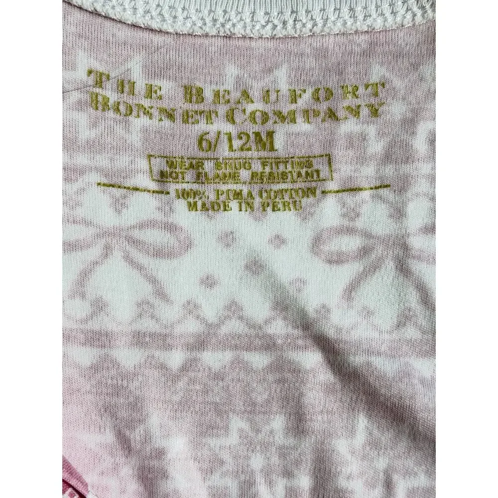 The Beaufort Bonnet Company Footed Bow Snowflake Print TBBC Pajamas 6-12 Months
